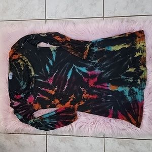 Black Tie dye Skater Longsleeve Dress